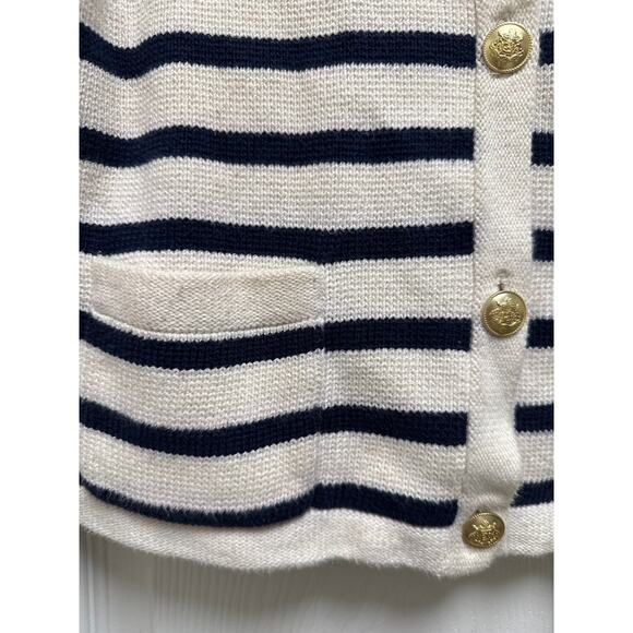 J. Crew Cropped Emilie Sweater Lady Jacket in Navy Stripe Size Small Preppy - Picture 4 of 6